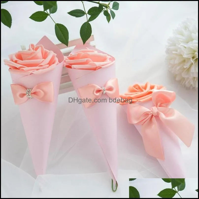 22cm bow flower cone candy box cajas de regalo package holder case creative jewelry wedding party favor organizer lipstick gift 1xya