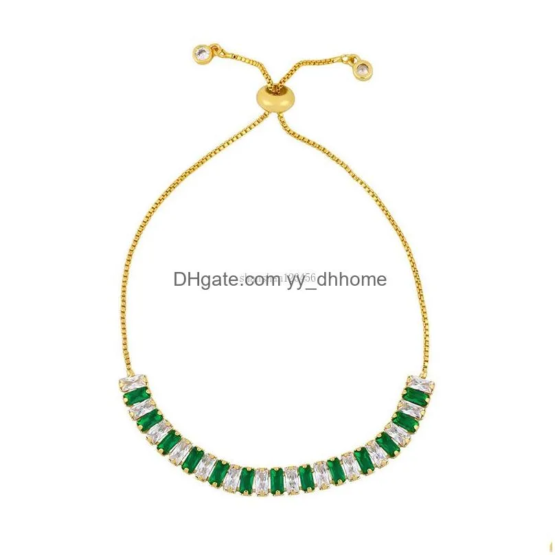 18k gold diamond charm bracelet pull string adjustable iced out cubic zircon bracelets women fashion jewelry