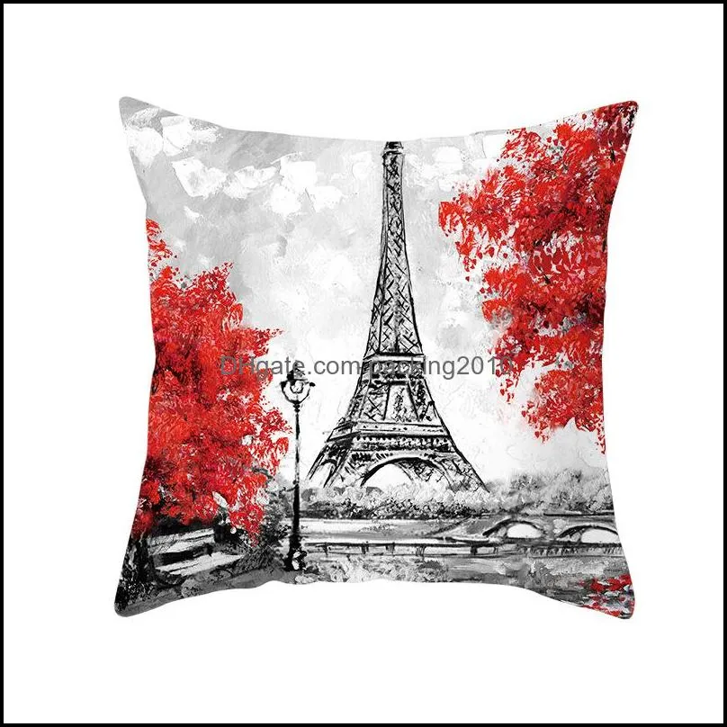 valentines day peach skin throw pillowcase eiffel tower letter heart tree designs decorative cushion cover sofa car pillow covers 4jzc