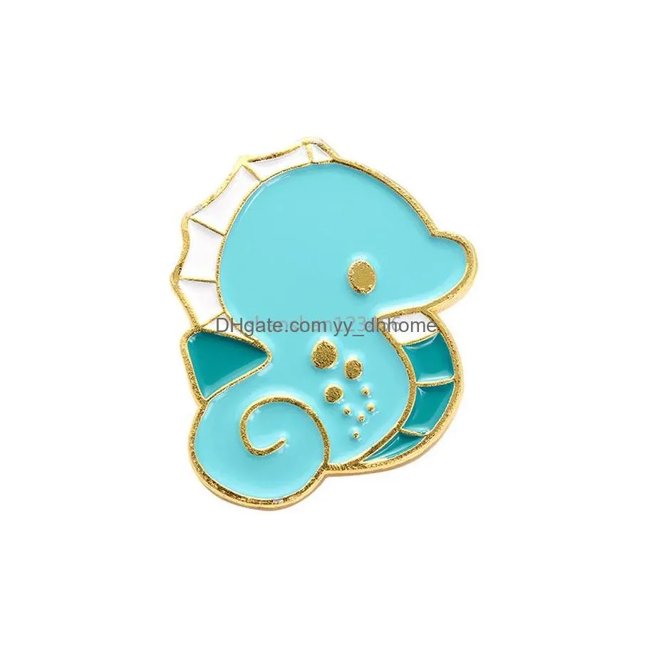 enamel turtle sea horse whale brooch pins cute cartoon marine animal lapel pin toop shirt bag cosage women children fashion jewelry