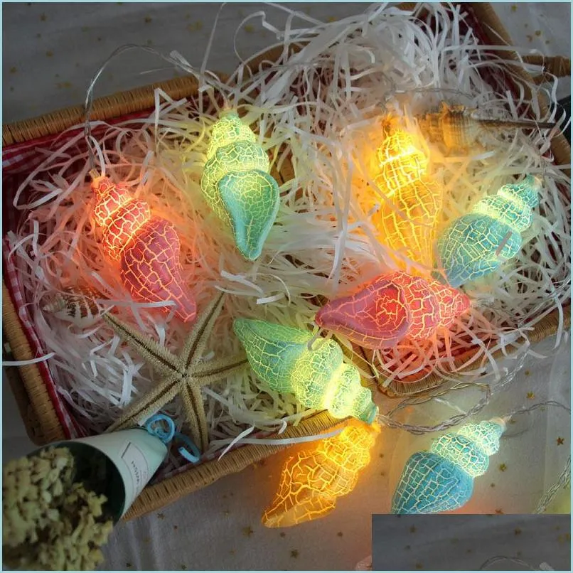 colorful 10 light lamp string strip cloud conch pattern led string lights birthday home living party decor 7 5gc n2