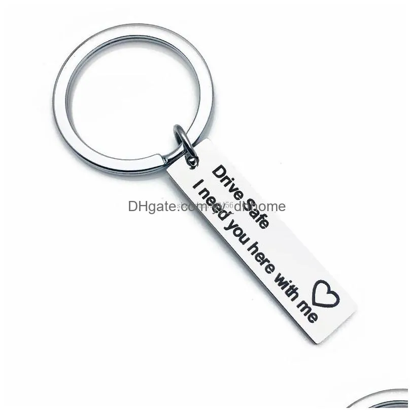 i need you drive safe keychain stainless steel tag keyring bag hangs safe driving for women men fashion jewelry gift