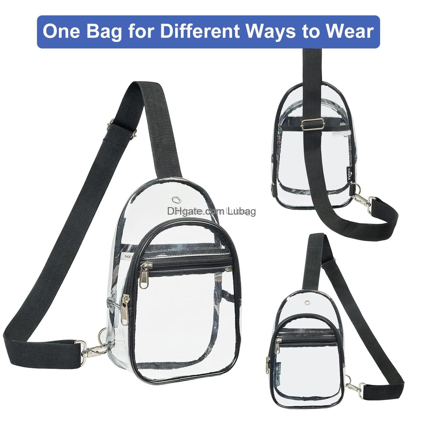 clear sling bag stadium approved small clear chest backpack clear crossbody chest bag for men women black