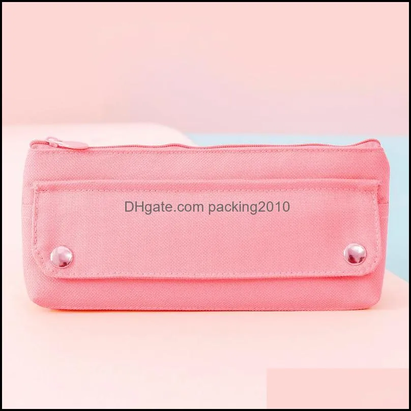 oxford cloth pencil case kawaii student stationery box pen bag pouch school supplies white pink green yellow 898 b3