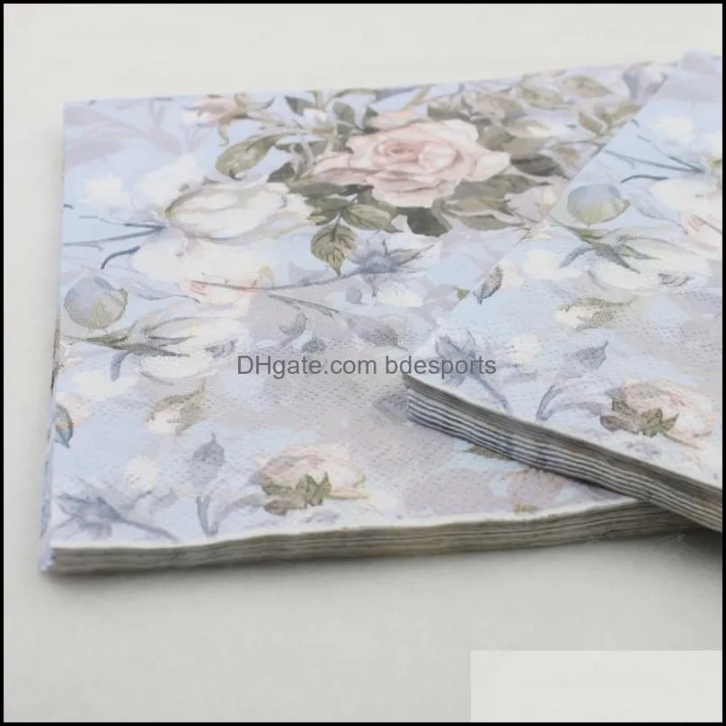 color printing napkins flower series native wood pulp party bar decoration paper restaurant supplies highgrade napkins dhs 5 n2