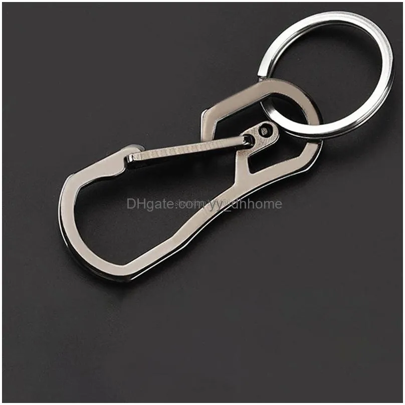 stainless steel heavy tension key ring black gold carabiner car keychain for men women fashion jewelry
