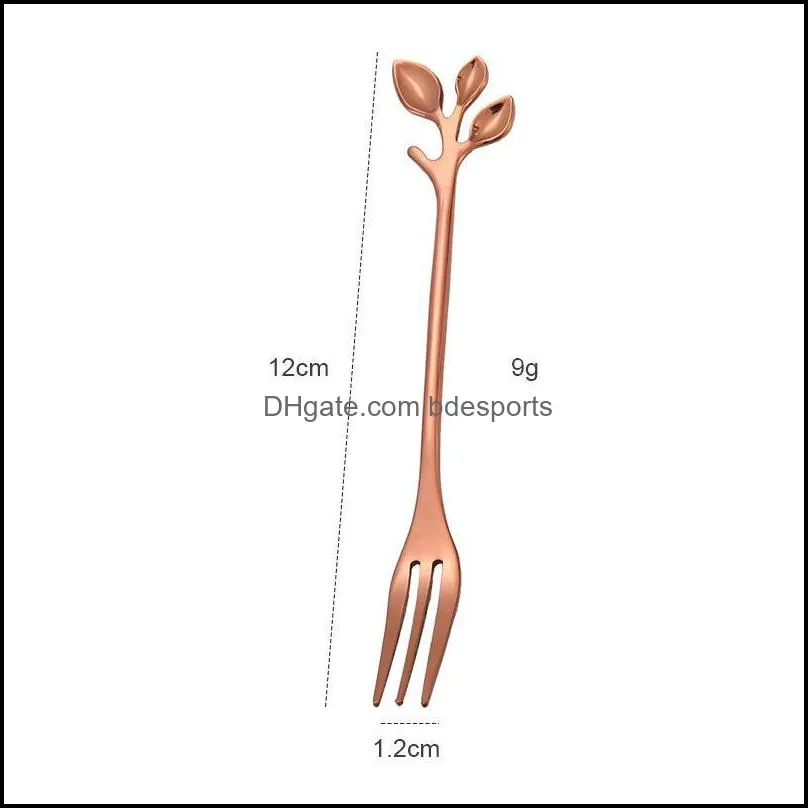 creative branch alloy moon cake forks 12cm mulit color coffee stirring spoon vintage kitchen tool gifts 3 7xc e1