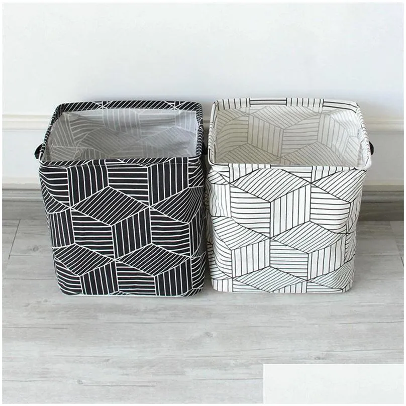 newest square basket simple geometric clothing receiving box home foldable cleaning laundry 13 5mz ww