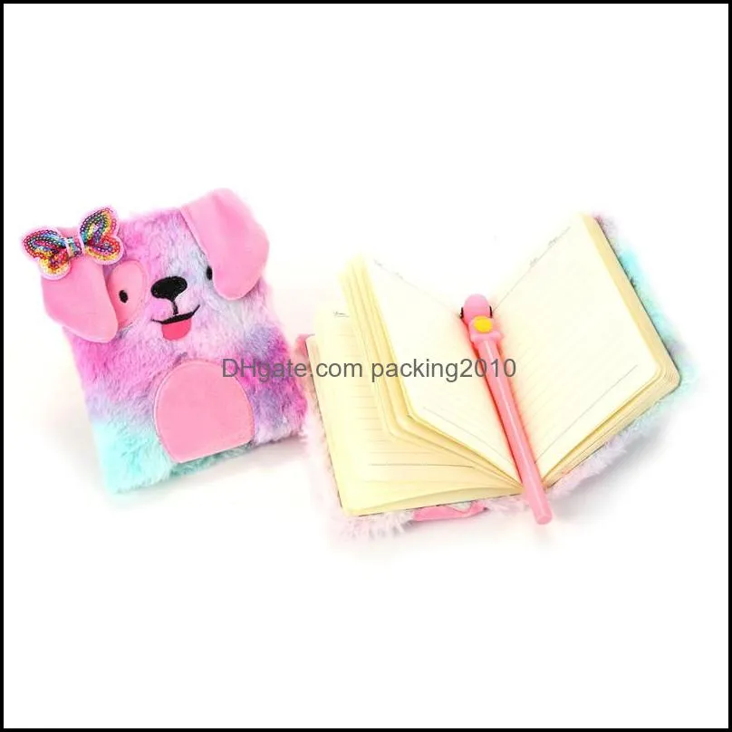 child plush bows notebooks cartoon dogs lovable student fond gradient diary birthday gift notepads supplie new arrival 7 8sm e2