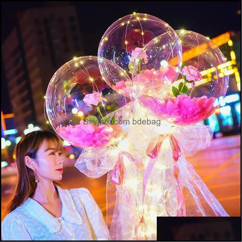 shine simulation roses balloon transparent petalage silk ribbon balloons material lamp foggy surface paper airballoon valentines 10 3zl