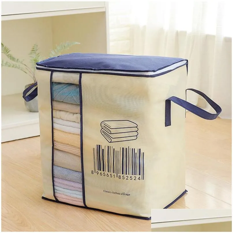 binaural storage bag non woven fabric portable clothing quilt storage bag vertical plate thickening sack 4 6cm o2