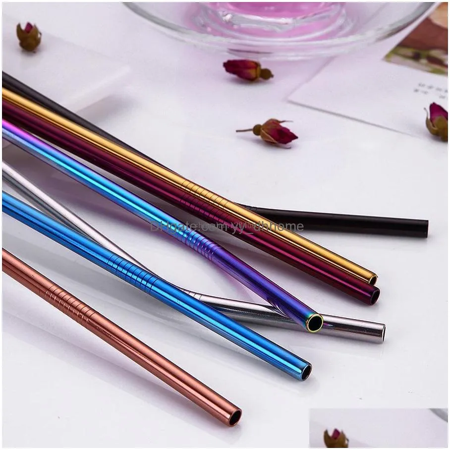 stainless steel drinking straw drinks coffee juice straw drinking tube summer home kitchen drinkware tool