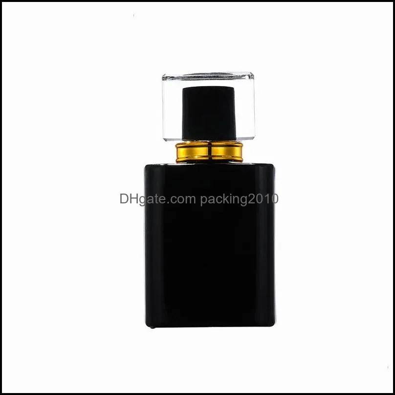 newwholesale 50pcs highend square perfume atomizer bottle 50ml black and white glass fine mist spray bottles portable 837 b3