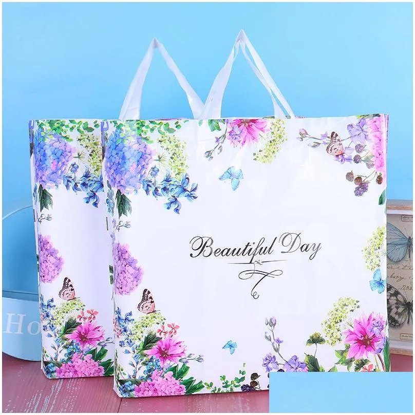 plastic shopping packing bag clothes ornament lady packaging bags womens fashion flowers butterflies handbags beautiful 0 69hh