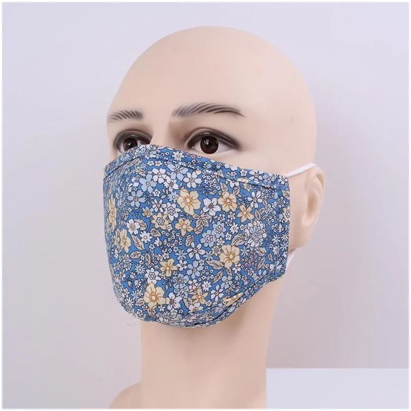 stripe reusable mascarilla stars fashion flower face mask anti dust protection recycling mouth respirator cotton cloth adult 5jma b2