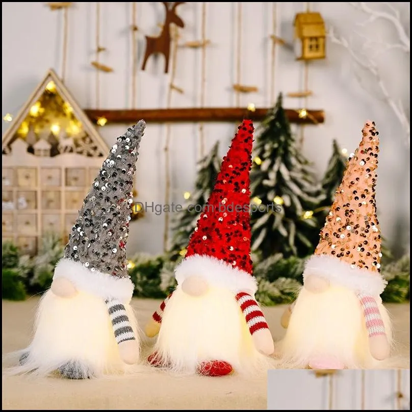 christmas decorations gnome plush glowing toys home xmas decorations new year bling toy christmas ornaments kids gifts 2015 e3