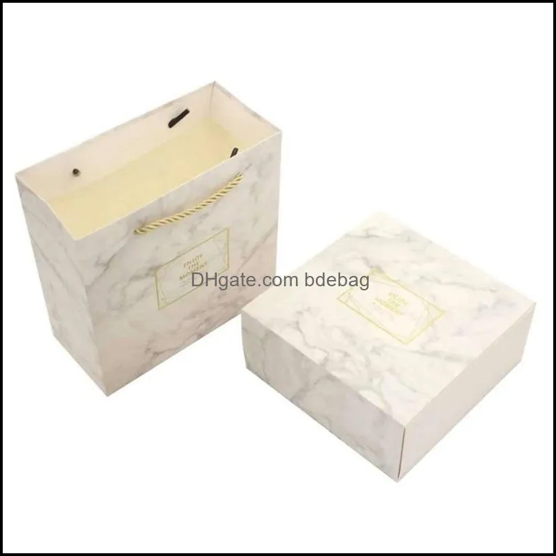 portable gift box wrap small  square packing boxs simple three strand rope marbling gilding silver 3rxc1