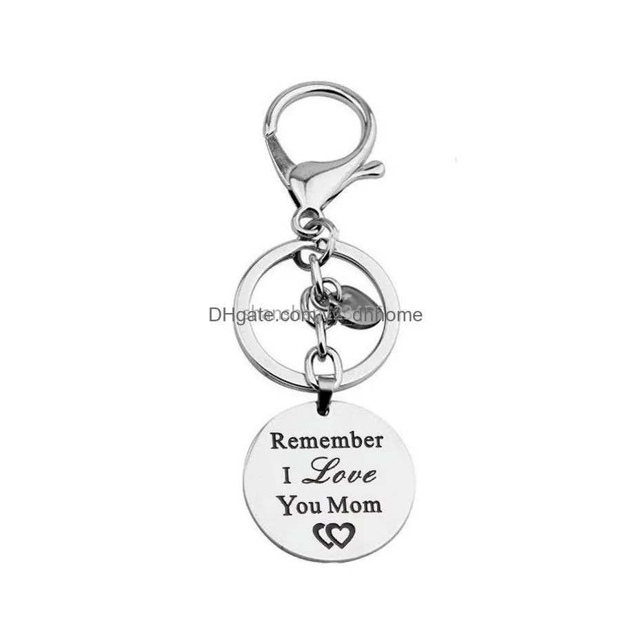 stainless steel coin key ring love dad mom son heart charm keychain holder bag hangs fashion jewelry for women men