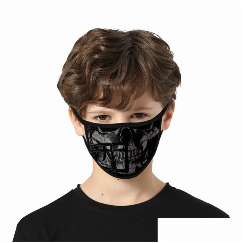 tooth skulls dust face masks black reusable mascarilla fashion anti smoke mascherine washable cycling breathing adults children 2 2bl