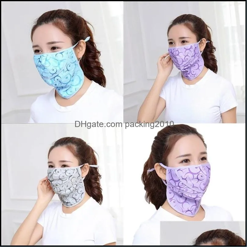 summer face mask neck protection masks breathing mouth face respirators lady printing sunscreen household protective 2 4gy uu