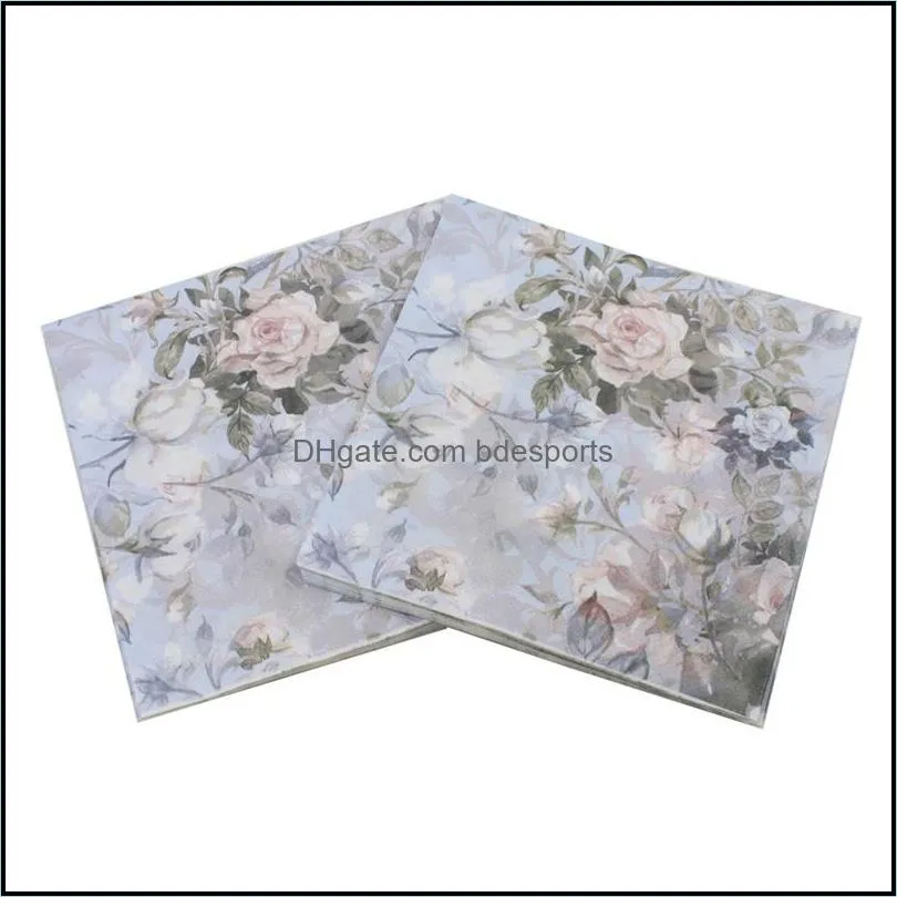 color printing napkins flower series native wood pulp party bar decoration paper restaurant supplies highgrade napkins dhs 5 n2