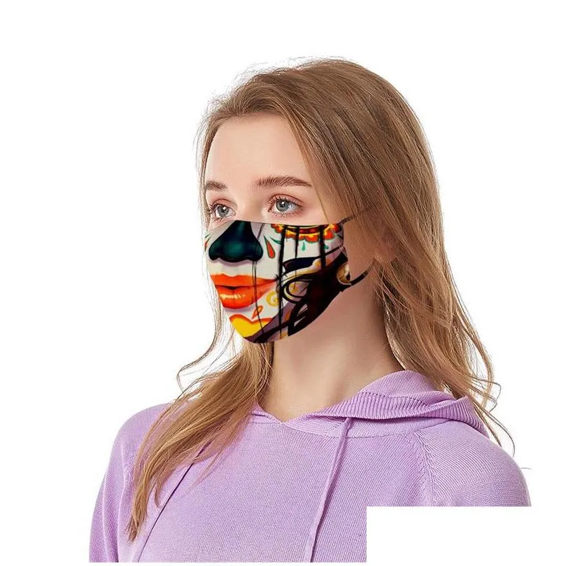 skull dust face masks mouth cartoon printed custom mascarilla black fashion washable mascherine reusable breathable adult 5 88bya c2