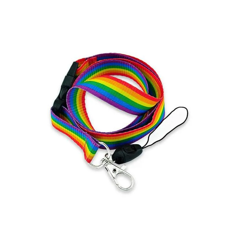 10pcs rainbow mobile phone straps party favor neck lanyards for keys id card mobile phone usb holder hang rope webbing 889 b3