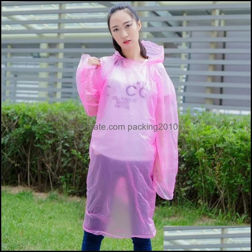 extra large size disposable raincoat hood cap pe solid color outdoor rafting poncho rainwear adult rain coat wholesale 0 6fsa e19