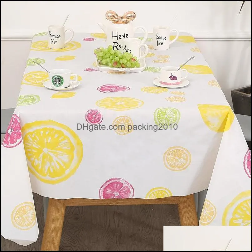household waterproof oil proof tablecloth lemon strawberry pattern wash pvc rectangle cartoon table linen 4 6bs j2