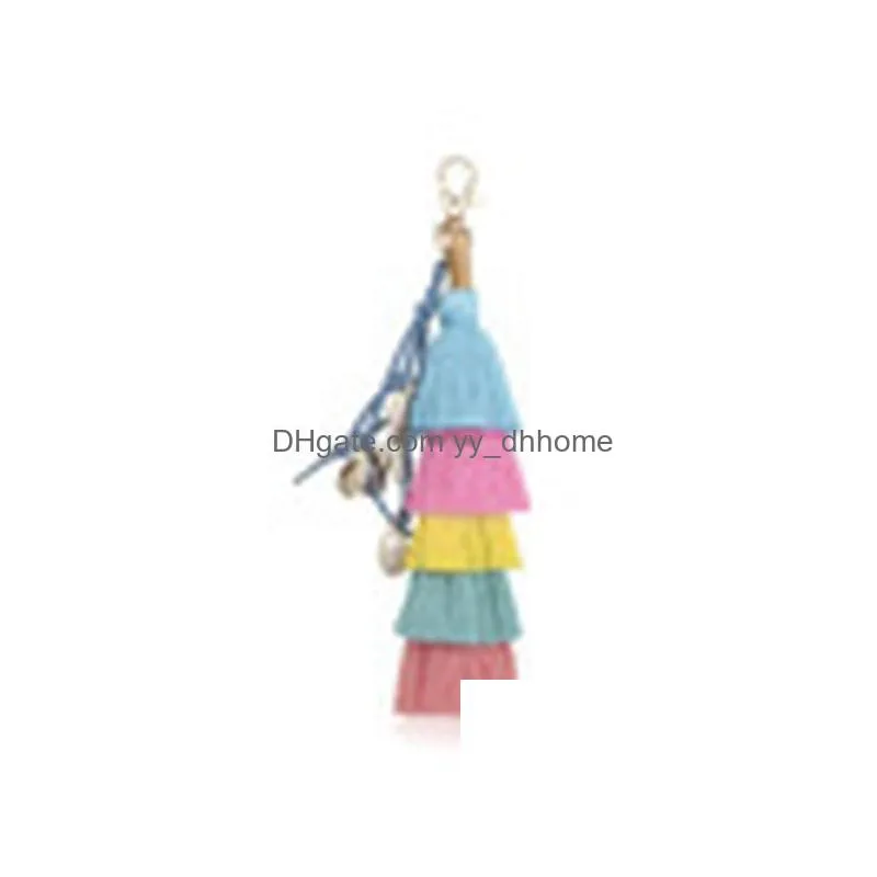 bohemia stacking multilayer colorful tassel shell key ring purse handbag hanging wall hang home decor fashion jewelry