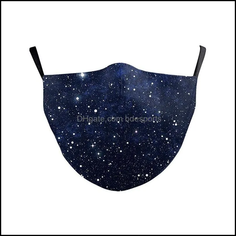 fashion starry sky print face mask galaxy adult washable fabric mask mouthmuffle reusable mask 72 g2