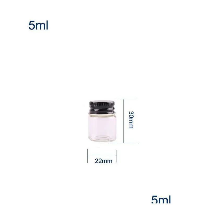 50pcs 5ml 6ml 7ml 10ml 14ml clear glass bottle with aluminum cap 1/3oz small glass small vials for  oil use 458 n2