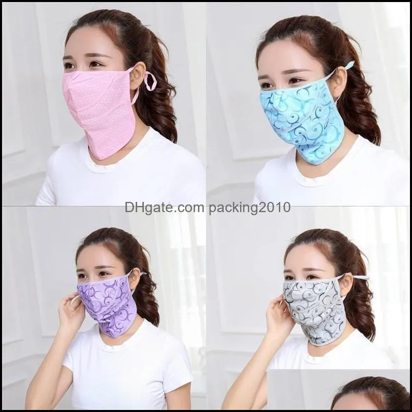 summer face mask neck protection masks breathing mouth face respirators lady printing sunscreen household protective 2 4gy uu