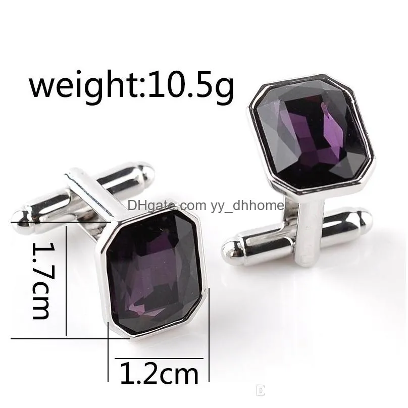 luxury cufflinks for mens and women zircon purple crystal fashion brand cuff botton high quality french shirt cufflink