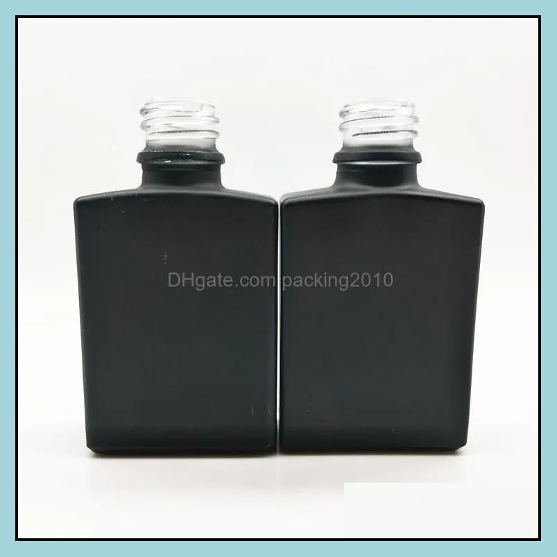 30ml frosting  oil bottle solid black pipette dropper square perfume liquid glass packing bottles rectangular new 1 1yb m2