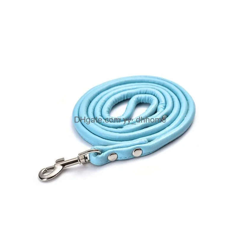 pu leather dog leash candy color cute puppy walk leashes hook pet dogs supplies