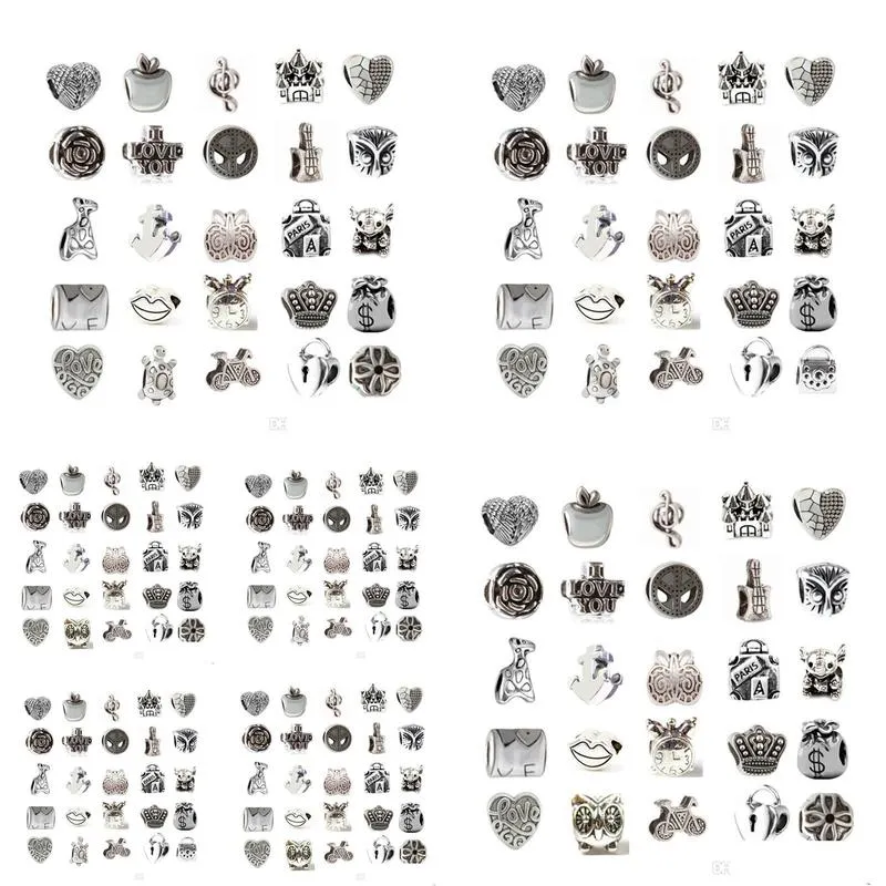 mix at least 33 style alloy charm bead fashion jewelry european style for pandora bracelet promotion