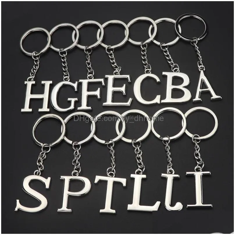 26 english initial key ring metal alphabet letter keychain handbag hangs fashion jewelry