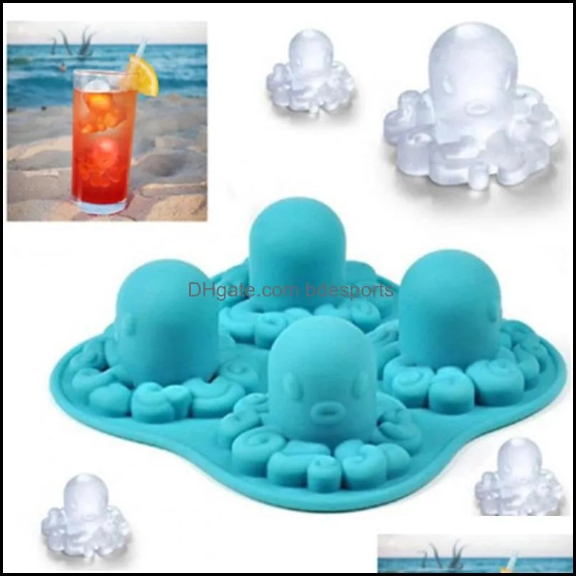 creative adorable octopus ice mold new silicone ice tray mould kitchen bar cooling fruit juice drinking cute ice cream maker hhd 33 k2