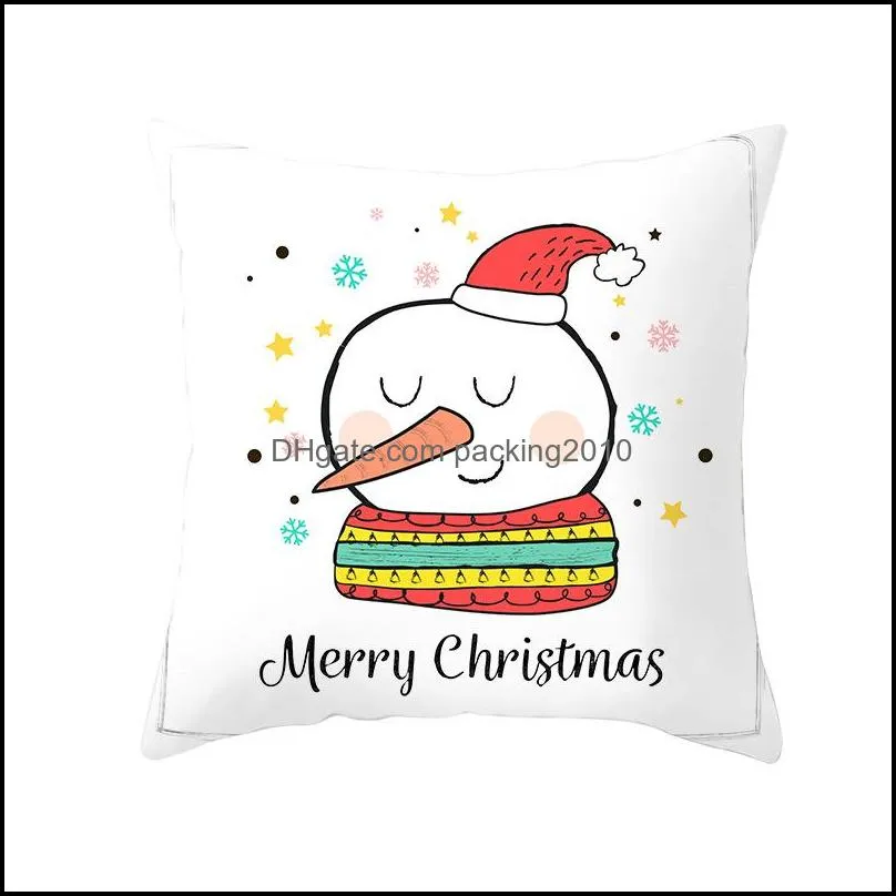 cartoon throw pillow cover square peach skin christmas series printed pillowcase decorative cushion covers for xmas home decor 4 2jz