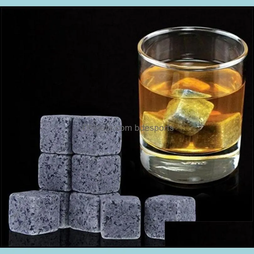 180pcs/20set high quality natural stones 9pcs/set whiskey stones cooler rock soapstone ice cube with velvet storage pouch 101 j2