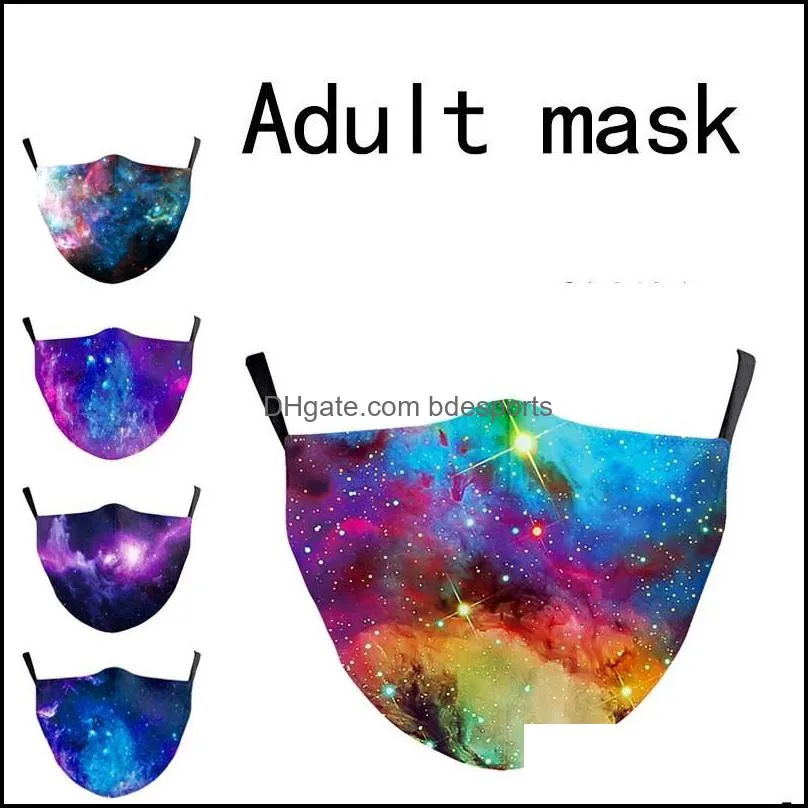 fashion starry sky print face mask galaxy adult washable fabric mask mouthmuffle reusable mask 72 g2