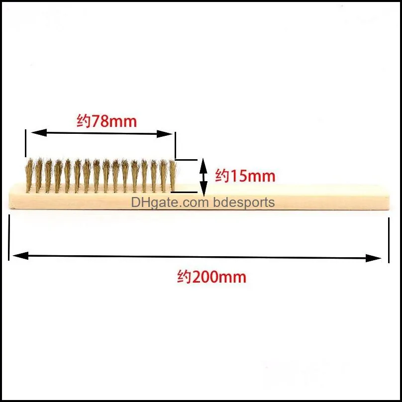 wood handle brass wire copper brush for industrial devices surface inner polishing grinding cleaning 6x16 row hand tool wholesal 73 m2