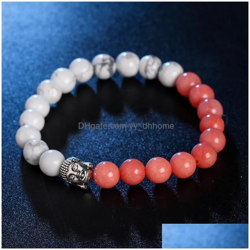 retro buddha head nature stone bracelet agate lava stone wristband women mens bracelets fashion jewelry gift