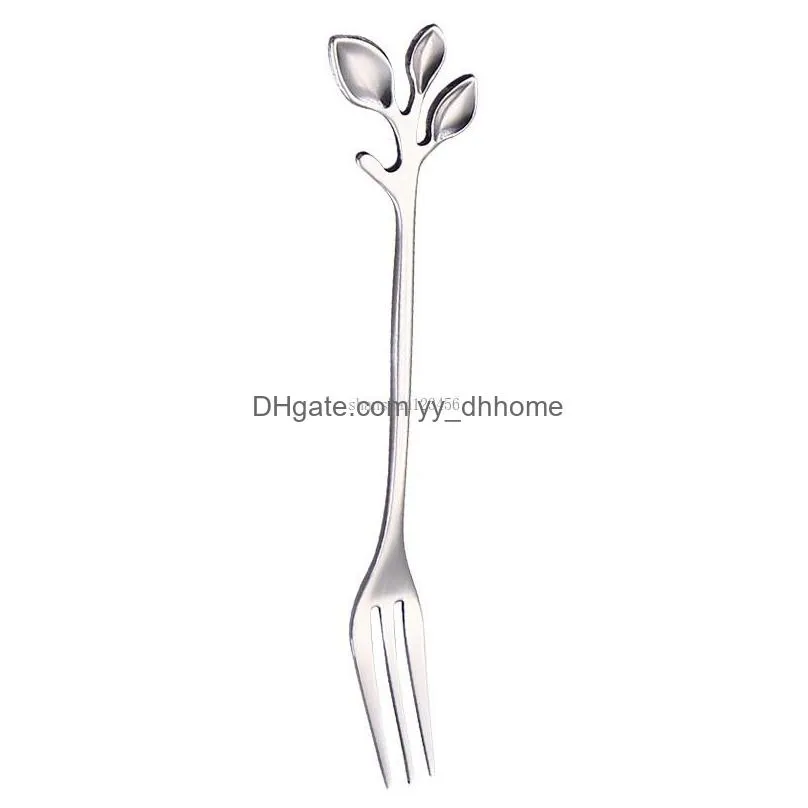 gold tree branch spoon fork stainless steel dessert coffee spoons home kitchen dining flatware