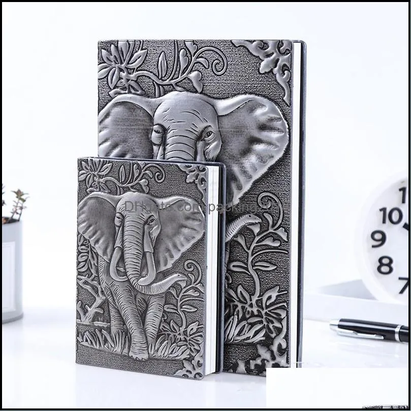 elephant journal embossed daily notepad leather writing notebook anaglyph retro sketchbook a5 lined bronze 868 b3