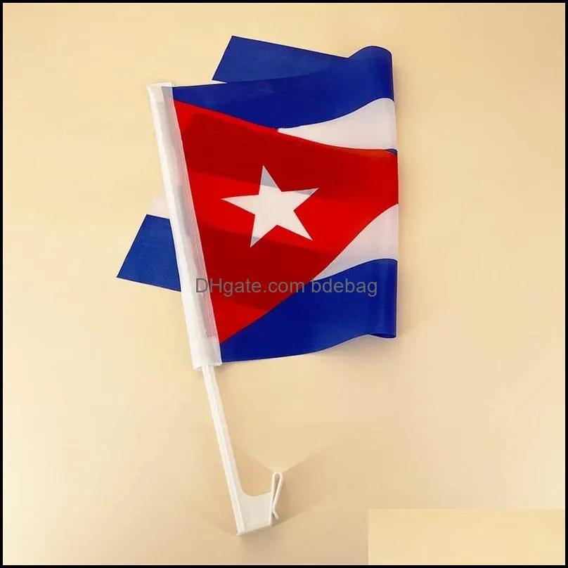 30x45cm cuba national flag a star blue and white stripes red triangle car glass decorate flags polyester fabric banner 1 2sx y2