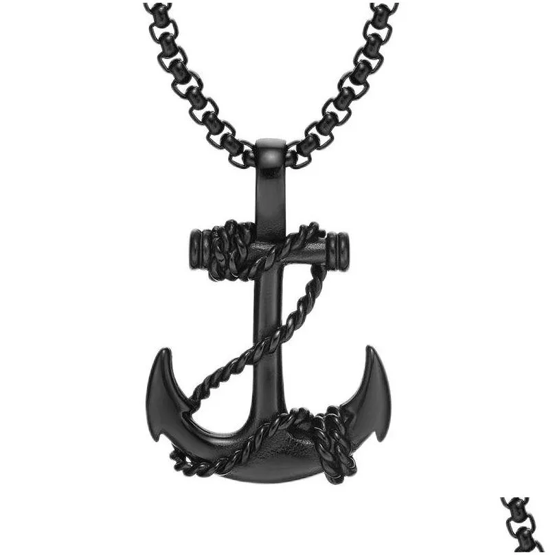 nautical anchor necklace vintage navy mooring rope pendant with 24 inches link chain fashion jewelry