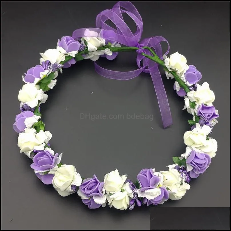 wedding bride flower crown for children head ornaments wreaths handwork artificial flowers hair band beautiful for girls 8zl dd