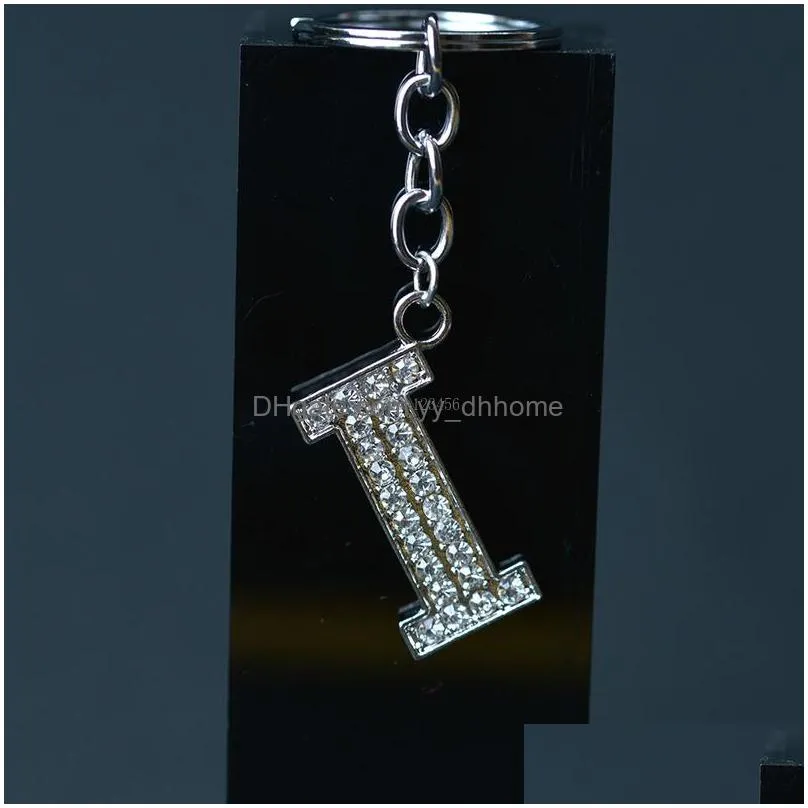 crystal english initial keychain key rings letter charm key holders handbag pendant fashion jewelry gift gift